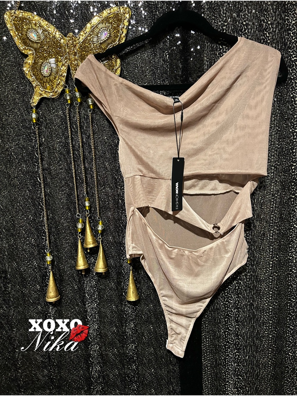 Fashion Nova Cutout Sheer Bodysuit - Size L